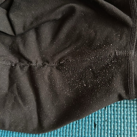 Victoria’s Secret Pink Ultimate Yoga Leggings Black Active Gray Logo Large FLAWS - Picture 12 of 13